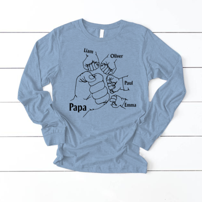 Papa And Kids Hand, Birthday Gift For Papa Longsleeve