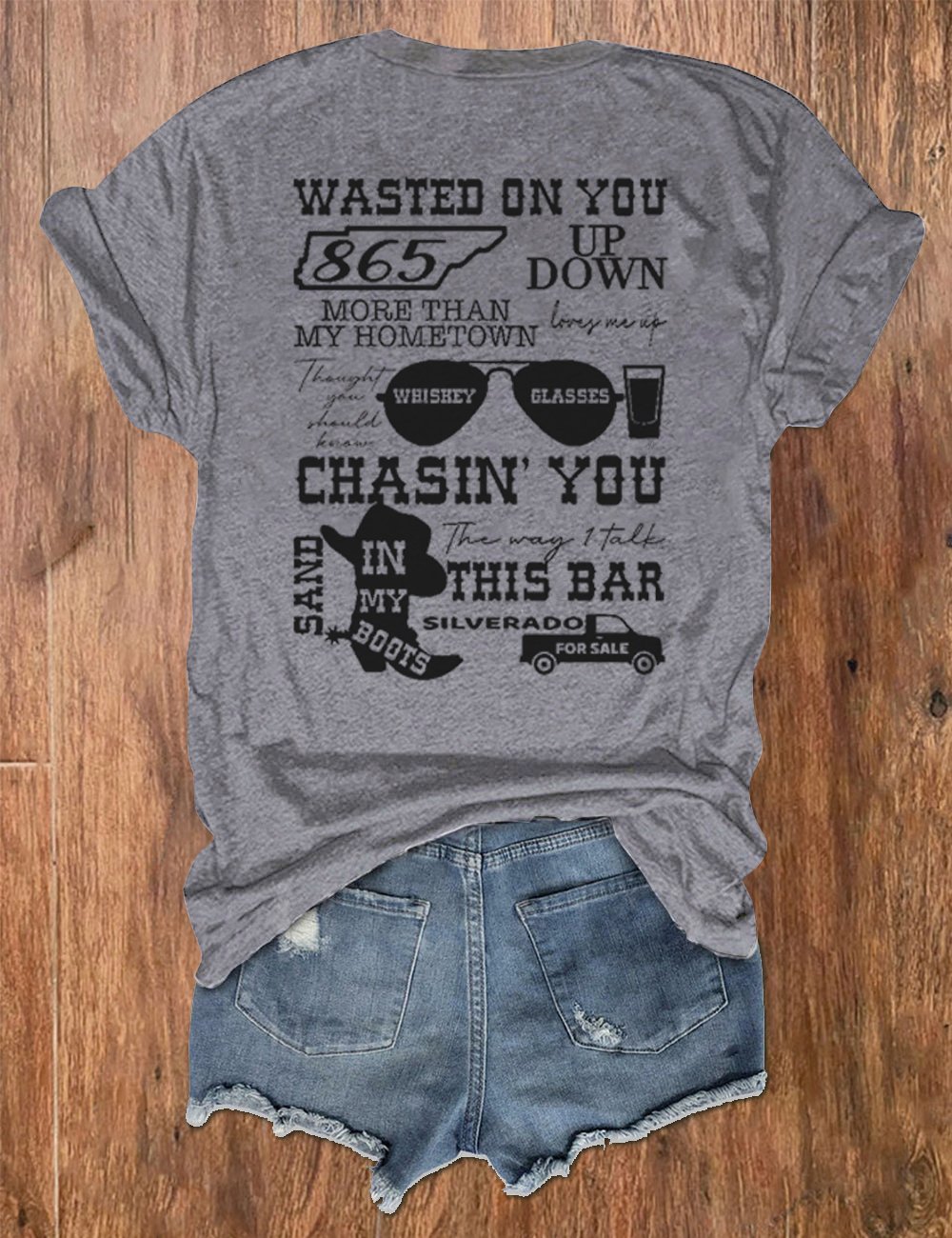Women's Wallen Wasted On You Shirt Country Music Print Crew Neck T-Shirt