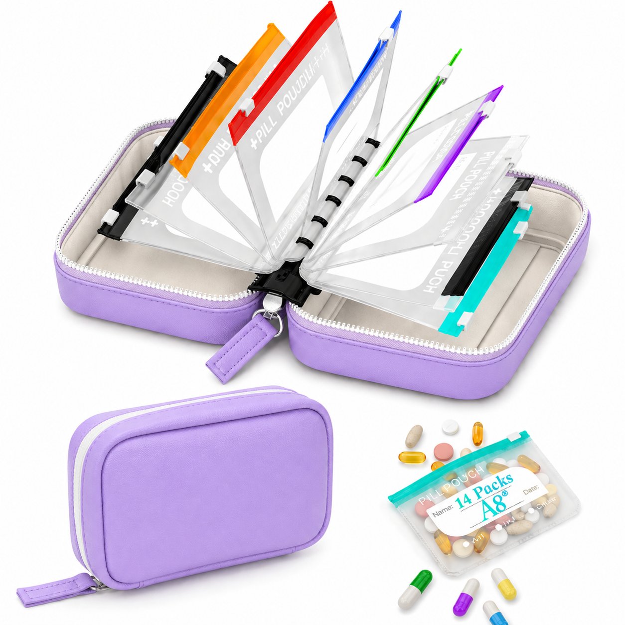 🏆💊Flash Sale⚡ Waterproof Pill Organizer Pouch Set – 14 Removable, Color-Coded Bags, Easy to Label & Refill🔥 Buy 2 Free Shipping