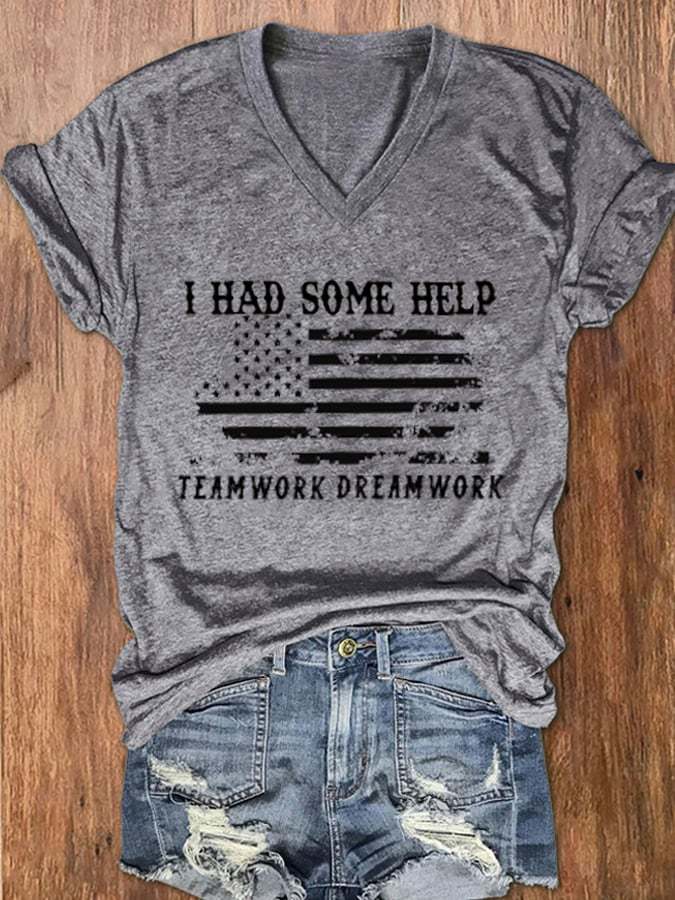 Women's I Had Some Help Print V-Neck T-Shirt
