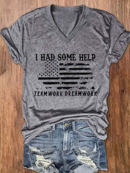 Women's I Had Some Help Print V-Neck T-Shirt
