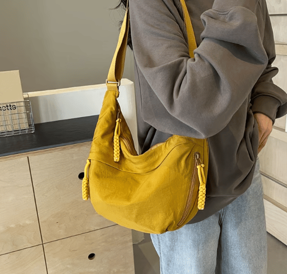 ⏰Designer Direct Sales👜Women's Fashion Plain Color Nylon Crossbody Hobo Bag