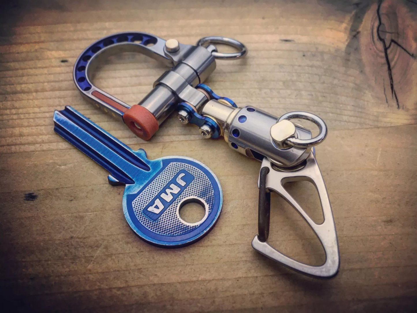 keychain with double carabiner