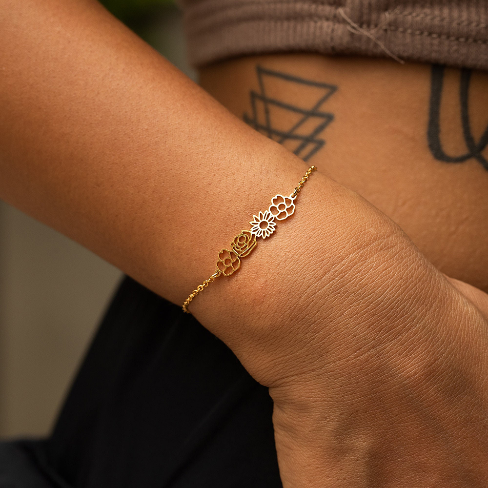 Personalized Mother's Day Dainty Adjustable Birth Flowers Family Jewelry | GC048