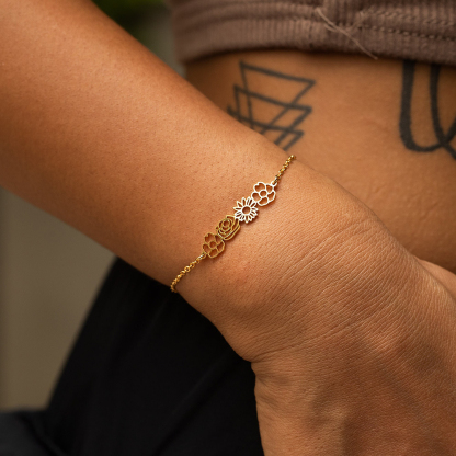 Personalized Mother's Day Dainty Adjustable Birth Flowers Family Jewelry | GC048