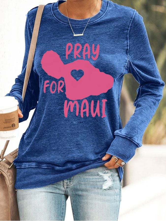 Women's Maui Strong My Heart Is With Maui Printed Sweatshirt