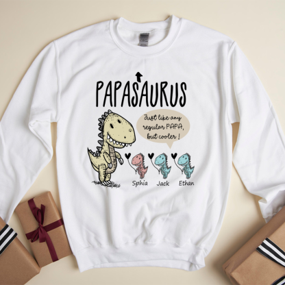 Personalized Papa saurus cute with grandkids Sweatshirt