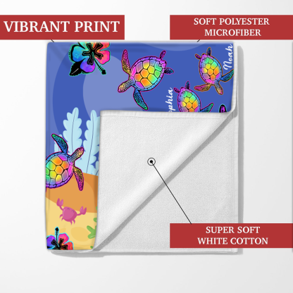 Personalized Sea Turtle Beach Towel, Sea Turtle Gifts For Gigi And Kids, Sea Turtle Pool Towel, Sea Turtle Towel