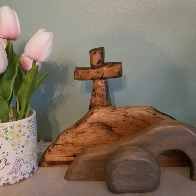 ️100% Handmade Empty Tomb Easter Scene And Cross