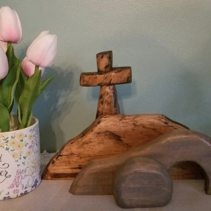 ️100% Handmade Empty Tomb Easter Scene And Cross