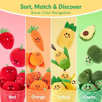 🥕 ✨ 16Pcs My First Fruit Vegetable Color Sorting Play Food