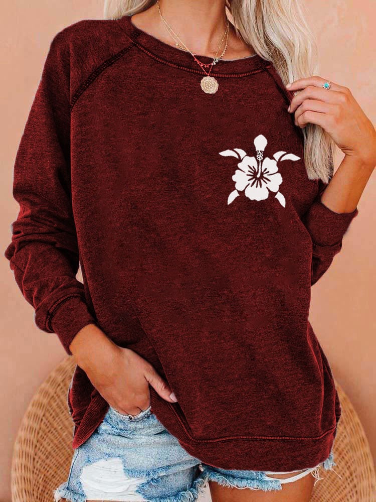 Women's Hawaiian Turtle Print Casual Sweatshirt