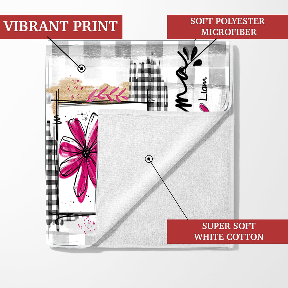 Personalized Sea Summer Beach Towels, Custom Daisy Grandma And Kids Gifts, Summer Towels