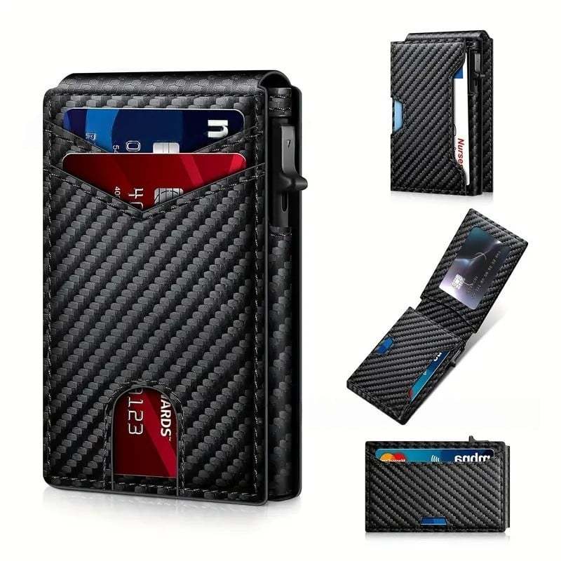 ✨Wallet - With Pop Up Aluminum Case Money Clip Slim Leather Slots Cred
