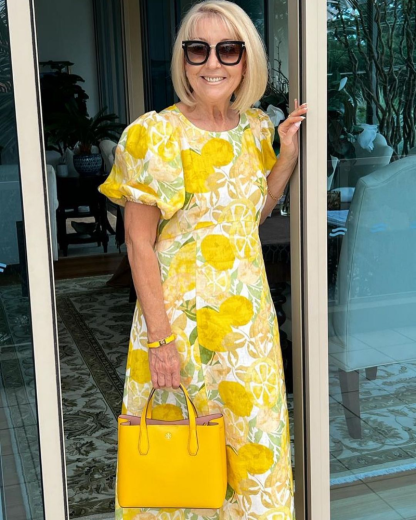 Lemons Dress Long Dress Round Neck Dress