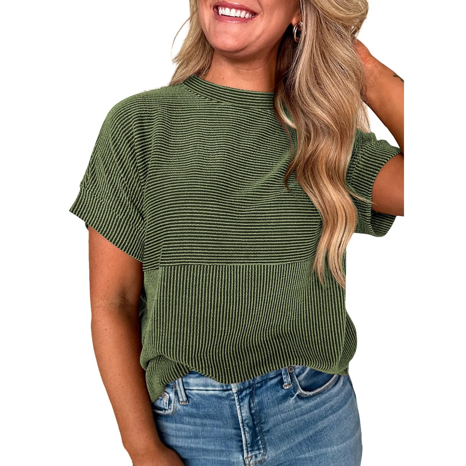🌞 Women's Solid Short Sleeve Striped T-Shirt | 2026 Summer Collection 🌞
