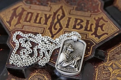 Jesus Necklace for Men – with Image of Jesus Praying & Philippians 4:13 (NIV) Celebrate His Resurrection