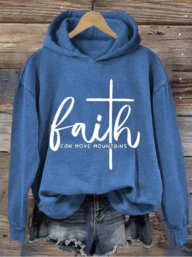 Women's Faith Can Move Mountains Cross Hoodie