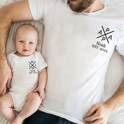 Personalized Dad Est T-Shirt and Baby Bodysuit Gift for Father's Day