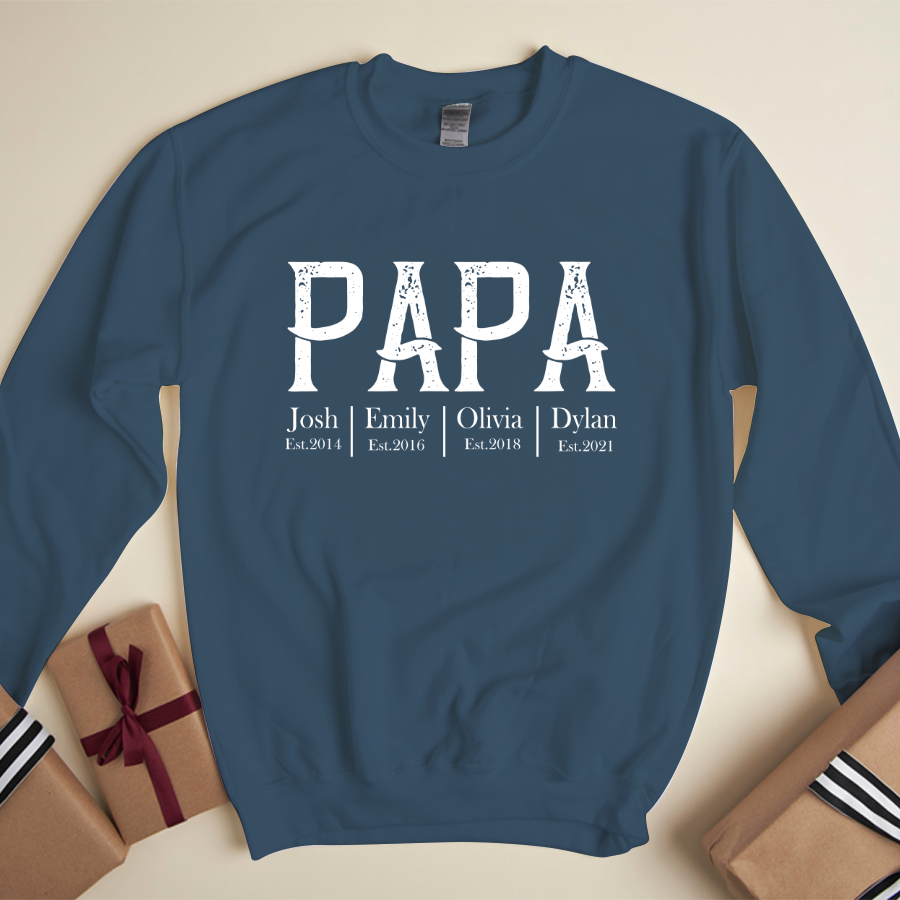 Personalized Papa Grandkids Est Sweatshirt