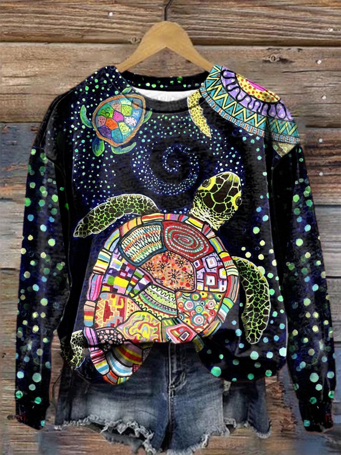 Women's Maui Sea Turtle Print Sweatshirt