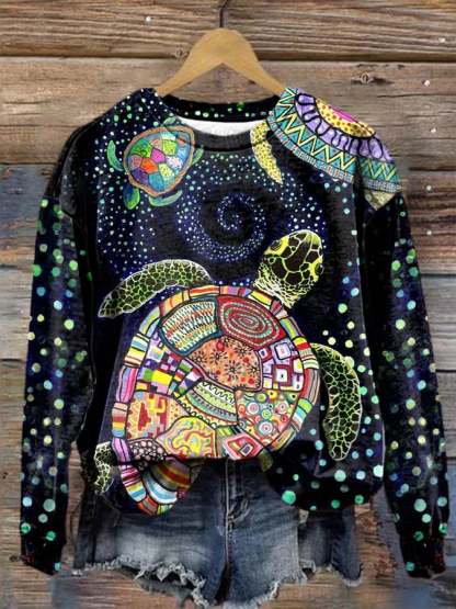 Women's Maui Sea Turtle Print Sweatshirt