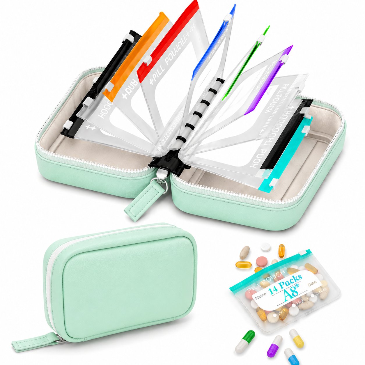 🏆💊Flash Sale⚡ Waterproof Pill Organizer Pouch Set – 14 Removable, Color-Coded Bags, Easy to Label & Refill🔥 Buy 2 Free Shipping