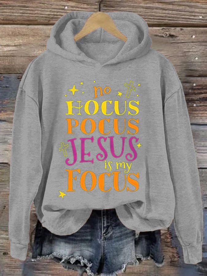 Women's No Hocus Pocus Jesus Is My Focus Halloween Hoodie