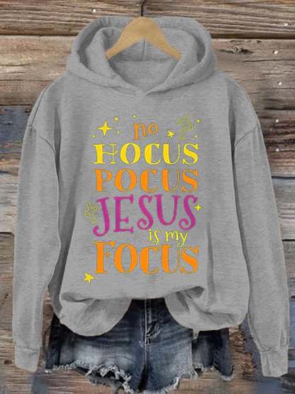 Women's No Hocus Pocus Jesus Is My Focus Halloween Hoodie