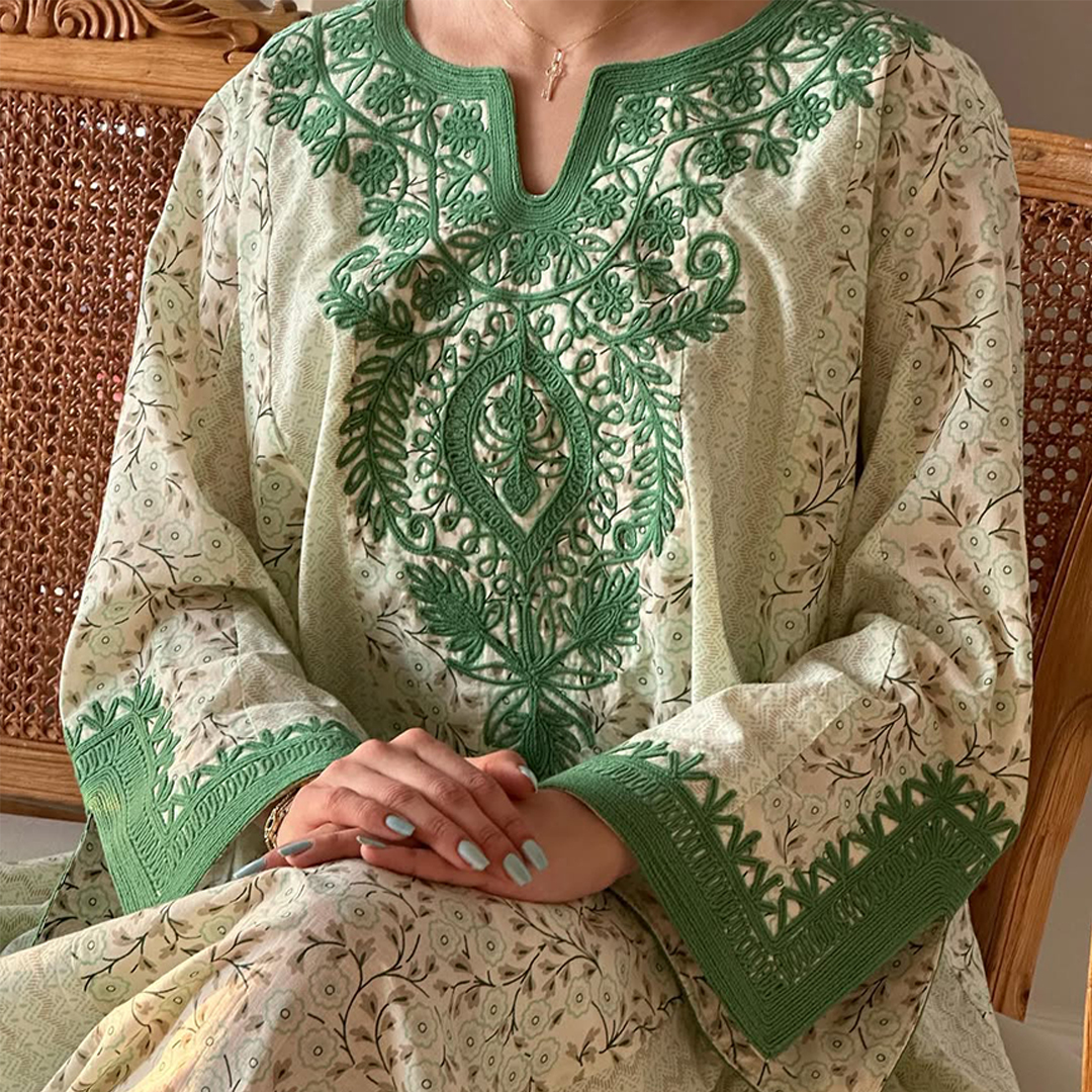 Women's Middle Eastern Floral Print Jalabiyas Dress