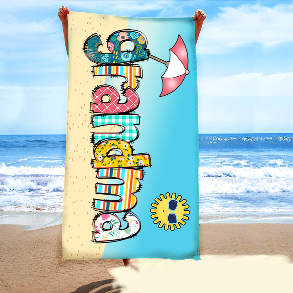 Custom Grandma And Kids, Grandma's Beach Summer Towel