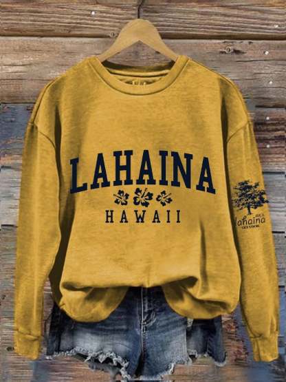 Women's Lahaina Strong Hawaii Tree of Life Aug 8 Print Sweatshirt