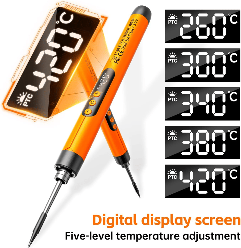 🌡️ Adjustable Temperature Soldering Iron – LCD Screen DIY Kit with Organizer Box ✨ - Grey