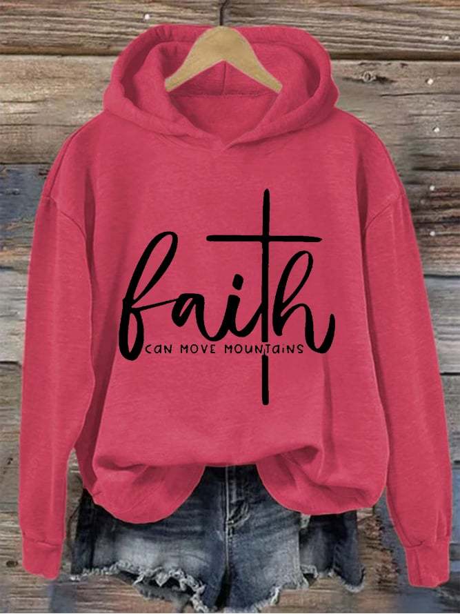 Women's Faith Can Move Mountains Cross Hoodie