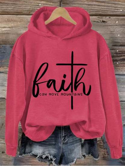 Women's Faith Can Move Mountains Cross Hoodie