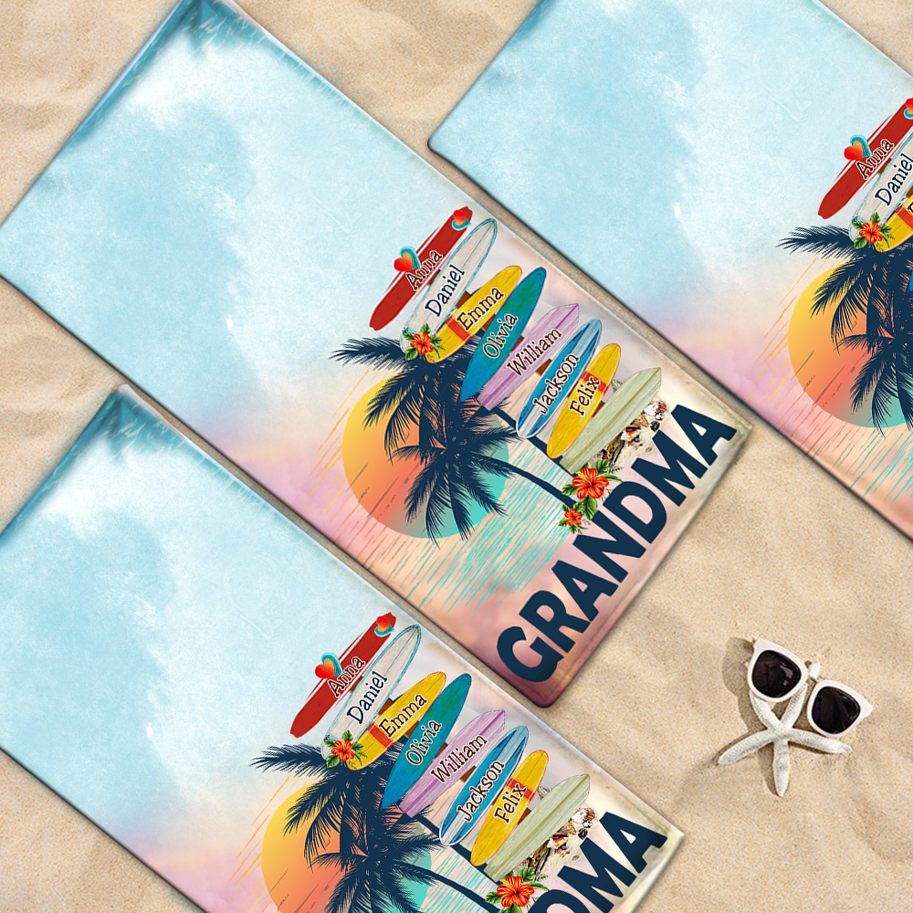 Personalized Sea Towel, For Summer Grandma And Kids, Turtle Pool Towel, Towel