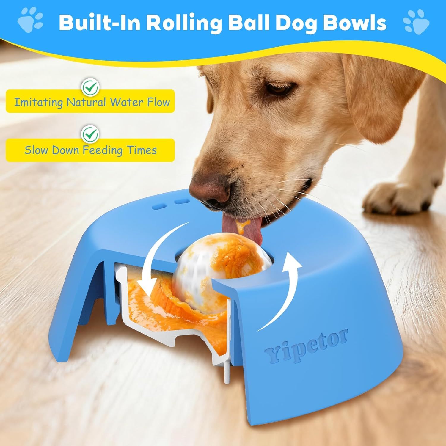 🔥LAST DAY SALE 49% OFF-🐶Slow Feeder Dog Bowls for Liquid Treat, Anti-Slip【Entertained Ball-in】 Bone Broth Dog Lick Bowl