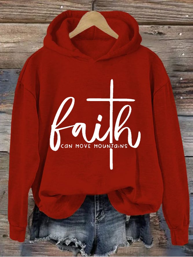Women's Faith Can Move Mountains Cross Hoodie