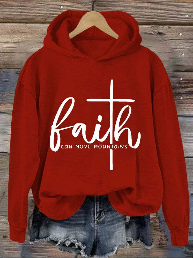 Women's Faith Can Move Mountains Cross Hoodie