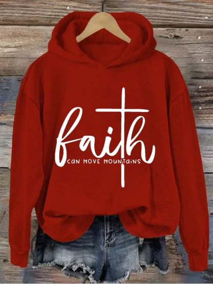 Women's Faith Can Move Mountains Cross Hoodie