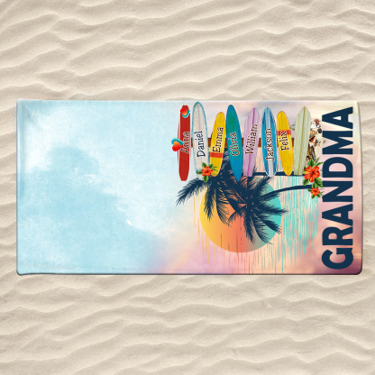 Personalized Sea Towel, For Summer Grandma And Kids, Turtle Pool Towel, Towel