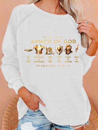 Women's Put On The Full Armor Of God Print Casual Sweatshirt