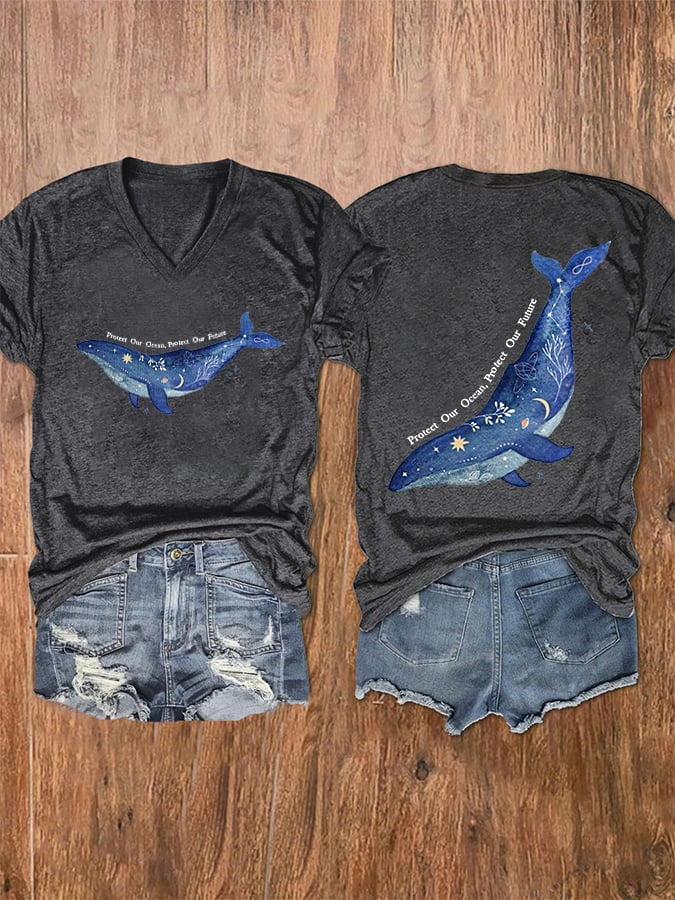Women's Protect Our Ocean Protect Our Future V-Neck Tee