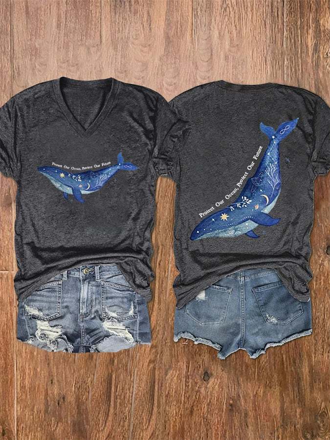 Women's Protect Our Ocean Protect Our Future V-Neck Tee