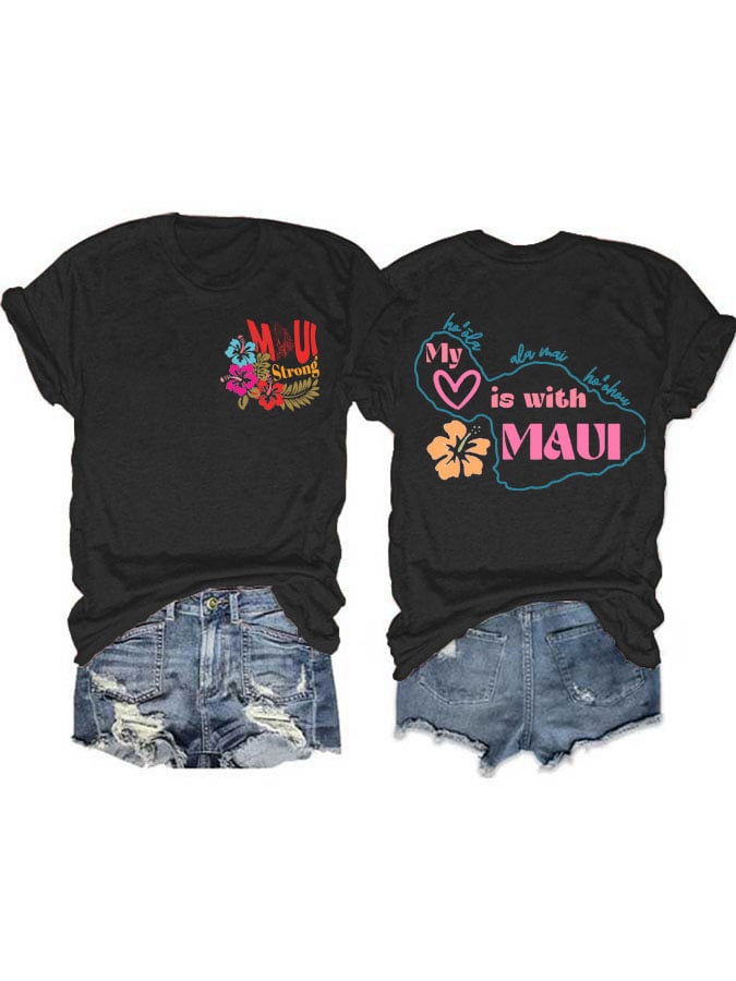 Women's Maui Strong Pray For Maui Print Short Sleeve T-Shirt