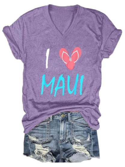 Women's I love Maui V-neck T-shirt