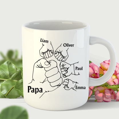 Papa And Kids Hand, Birthday Gift For Papa Mug