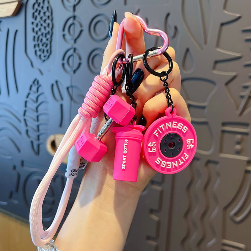 💪 Fitness Keychain Set – Dumbbell, Kettlebell & Weight Plate Pendant