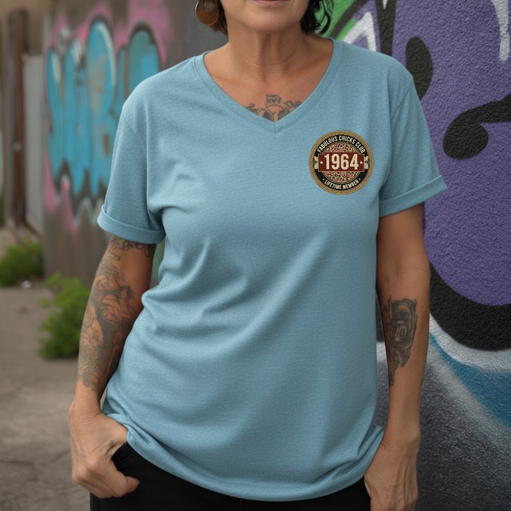 Still Kicking & Fabulous: Lifetime Member Attitude Custom Year Of Birth Women's V-neck long sleeve, V-neck, Sweatshirt, Hoodie