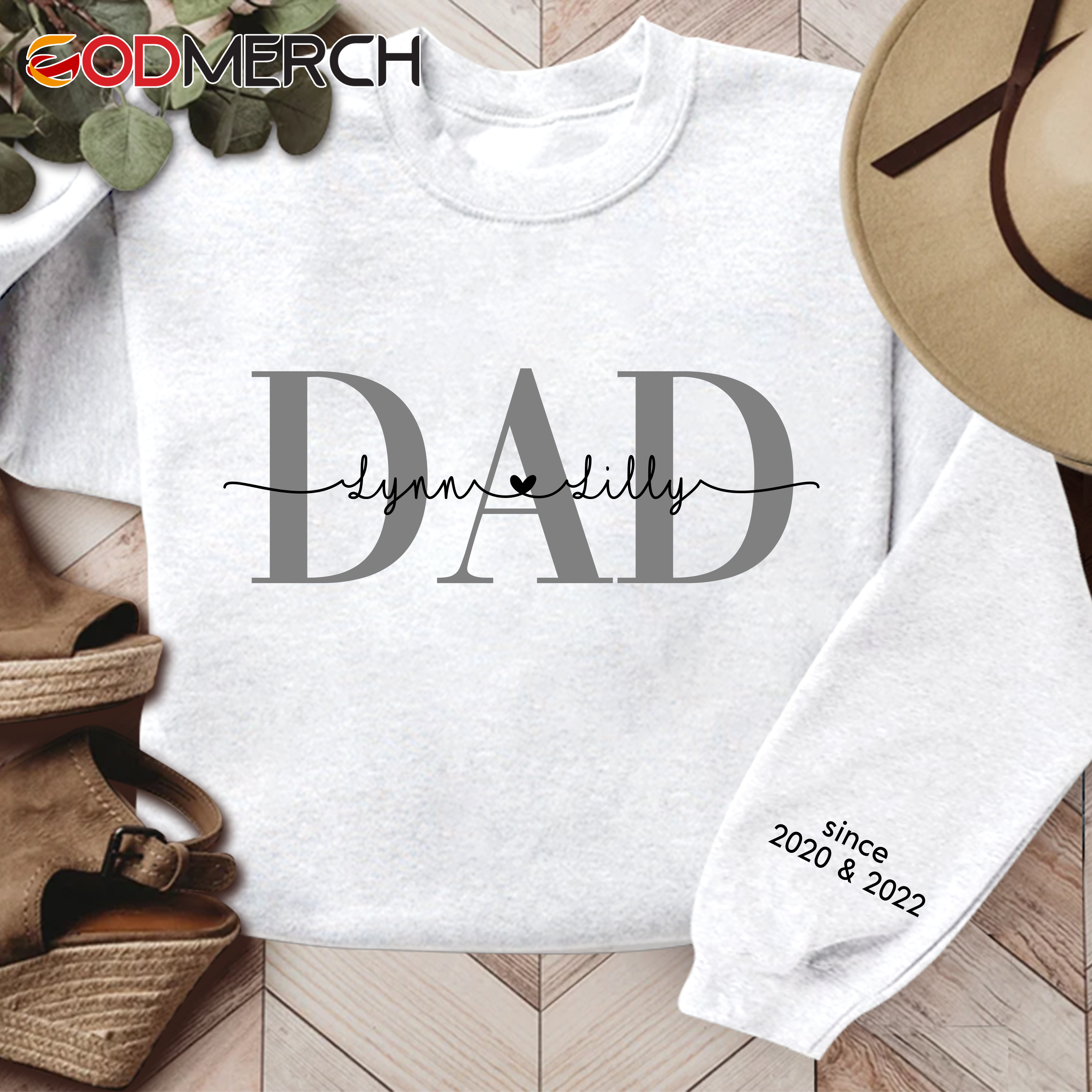 Dad And Kids Since Year Shirt, Dad Papa Grandpa PopPop And Grandkids, Valentine's Day, Father's Day CTH01 Sweatshirt